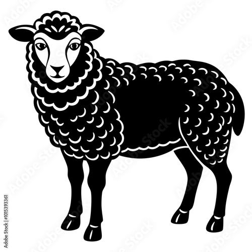 silhouette vector of sheep isolated on white