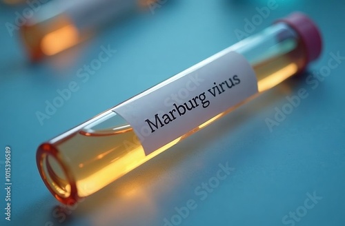 laboratory test tube with the inscription Marburg virus, Marburg virus epidemic and diseases