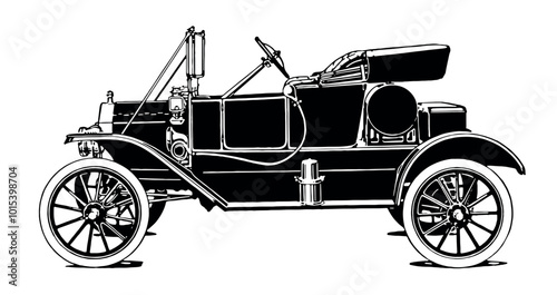 Classic roadster from early 20th century in side view