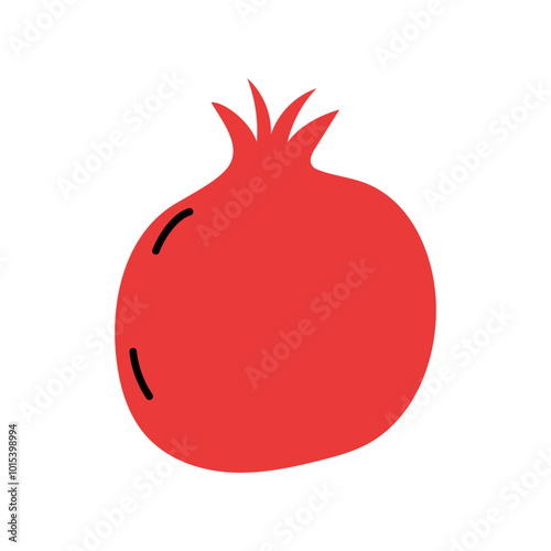 Red pomegranate illustration on a white background showing juicy fruit and unique shape