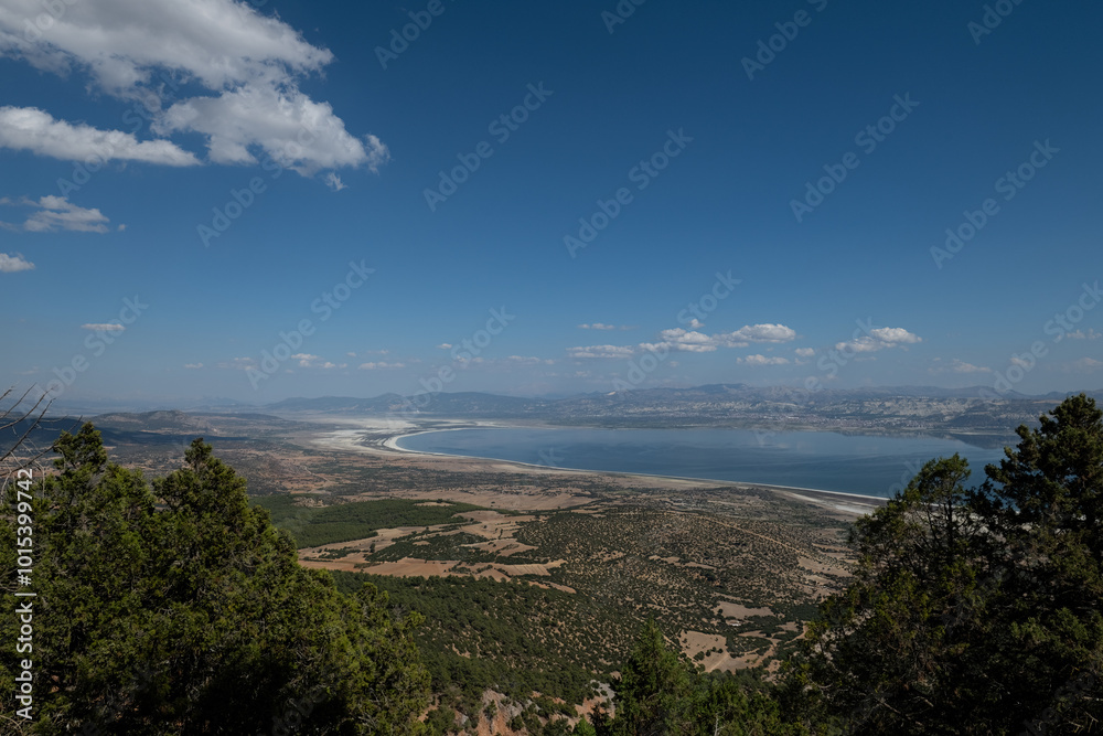 A high mountain view of Lake Burdur in Turkey. Drying Lake Burdur. A high mountain view of Lake Burdur in Turkey. Drying Lake Burdur.