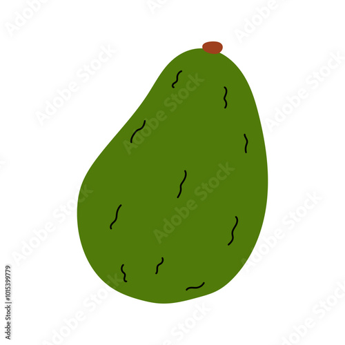 A single ripe avocado with distinct texture and shape on a clean white background