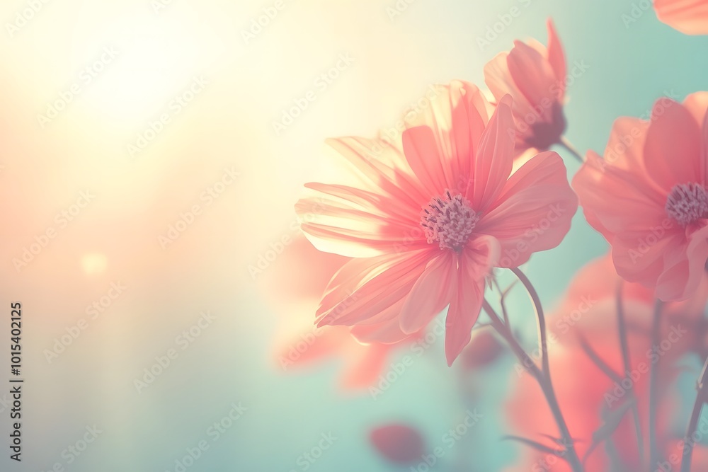 A close with delicate petals up of cosmos flowers A close with delicate petals up of cosmos flowers