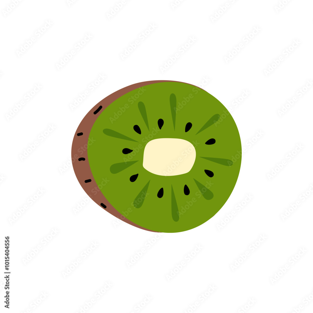 Freshly sliced kiwi on a clean white background showcasing its vibrant green interior Freshly sliced kiwi on a clean white background showcasing its vibrant green interior