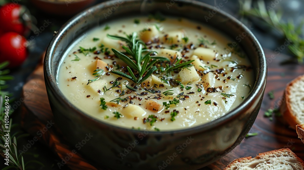 Creamy Potato Soup with Rosemary and Bread Creamy Potato Soup with Rosemary and Bread
