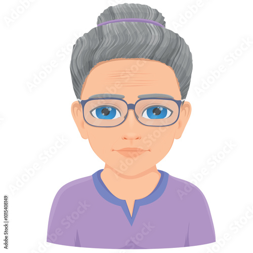 portrait of gray-haired old woman with glasses