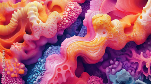 Fototapeta Naklejka Na Ścianę i Meble -  detailed coral reef ecosystem in vivid orange and purple