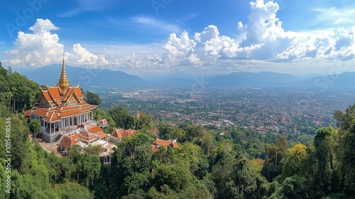 Wallpaper Mural A panoramic view of Wat Phra That Doi Suthep in Chiang Mai, perched high on a hill overlooking the city. Torontodigital.ca