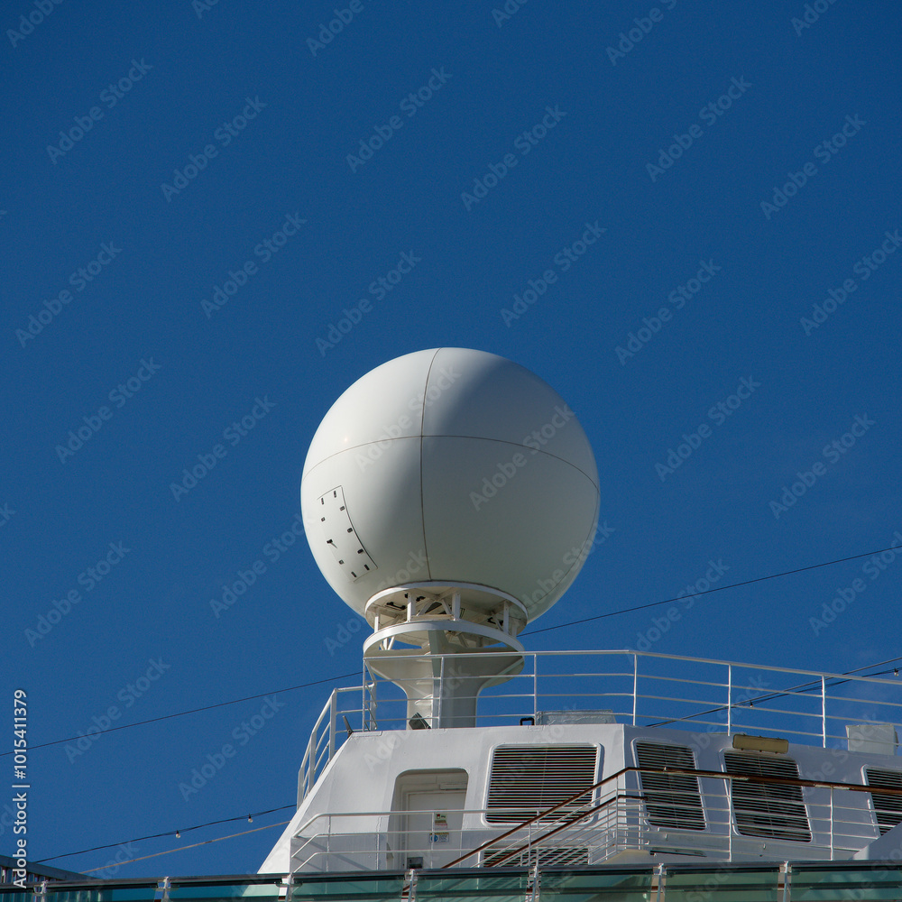 White radar dome on a ship
