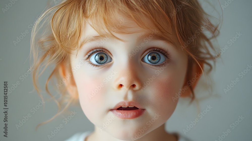 Surprised children's emotions. Portrait of a charming little girl, with her mouth open in surprise. Surprised children's emotions. Portrait of a charming little girl, with her mouth open in surprise.