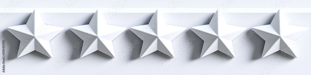 Three-dimensional rendering of the stars rating on a white background Three-dimensional rendering of the stars rating on a white background