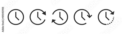 time and clock icons history symbol, timer clockwise icon rotation arrow symbol , watch later icon