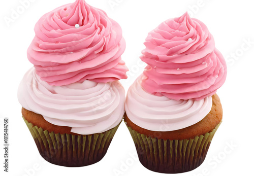 pink cupcake isolated on white background