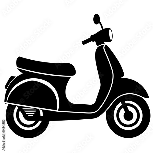 Downloadable scooter silhouette vector with a clean white background. Ideal for print on-demand products like mugs, books, and t-shirts. Easy to use.