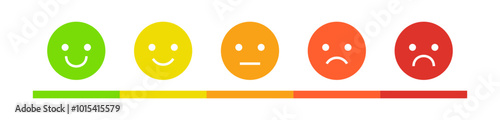 feedback emoji. emoticons set , rating scale of customer satisfaction rating with 5 levels ; good, medium, bad or happy smile, neutral, angry emojis - smiley icon set. vector illustration