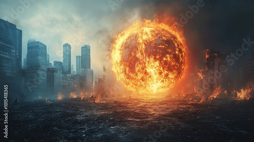 Earth's half burning, symbolizing the dire consequences of global warming. This image evokes urgency, highlighting the critical climate crisis and the need for immediate action