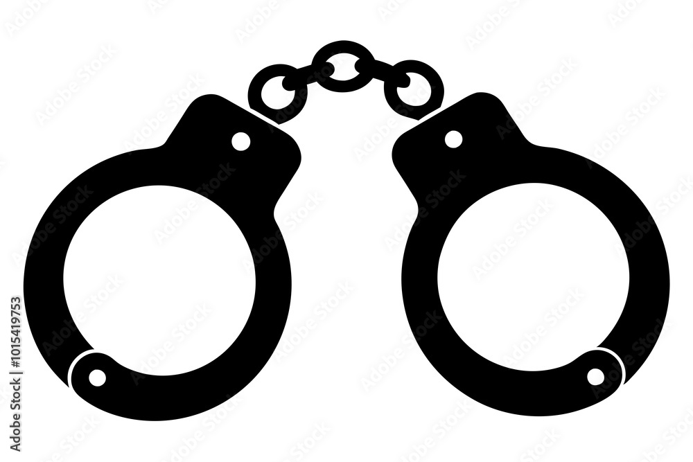 Handcuff Silhouette Icon - Transparent Background