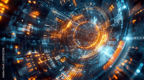 Wallpaper Mural An artistic depiction of AI adoption in the workplace, featuring abstract elements of science and technology interwoven with futuristic motifs, representing innovation and progress 32k, Torontodigital.ca