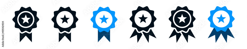 award ribbon star icon symbol, premium quality icon sign - medal, prize, badge, ribbon. web vector icon