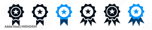 award ribbon star icon symbol, premium quality icon sign - medal, prize, badge, ribbon. web vector icon