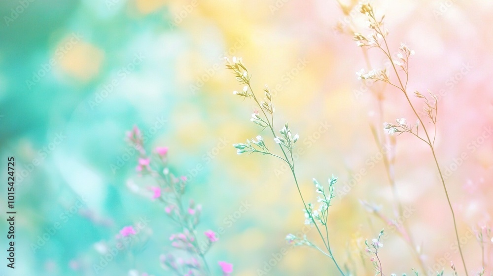 multiple vibrant flowers against a diverse color background featuring blue, yellow, pink, and green hues multiple vibrant flowers against a diverse color background featuring blue, yellow, pink, and green hues