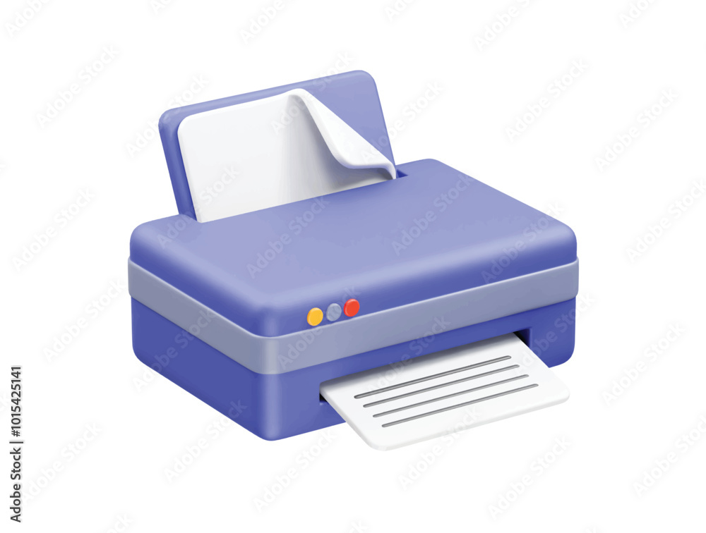 Paper printer icon illustration 3d render Paper printer icon illustration 3d render