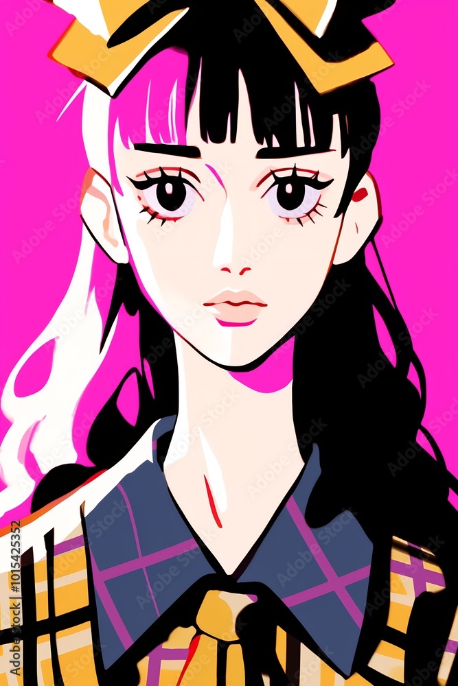 illustration of a woman with two different hair colors illustration of a woman with two different hair colors