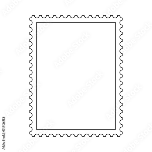 Vertical format postage stamp outline vector frame with perforated edges