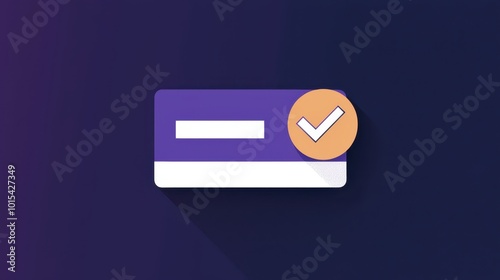 Graphic design of a user interface element with a login form and a checkmark on a dark background, ideal for web and app illustrations.