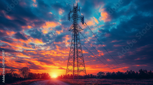 towering radio antenna stands against a clear sky, symbolizing global connectivity, communication networks, and the power of technology to bridge distances and enable the flow of information