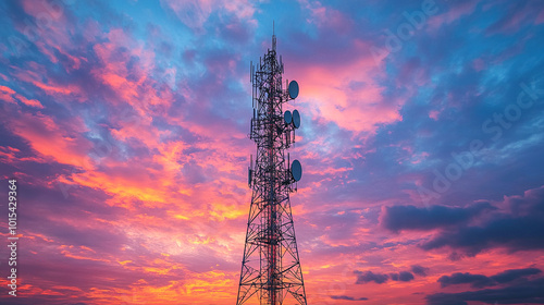 towering radio antenna stands against a clear sky, symbolizing global connectivity, communication networks, and the power of technology to bridge distances and enable the flow of information