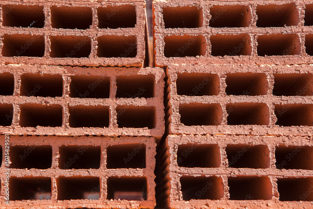Hollow extruded bricks closeup Hollow extruded bricks closeup
