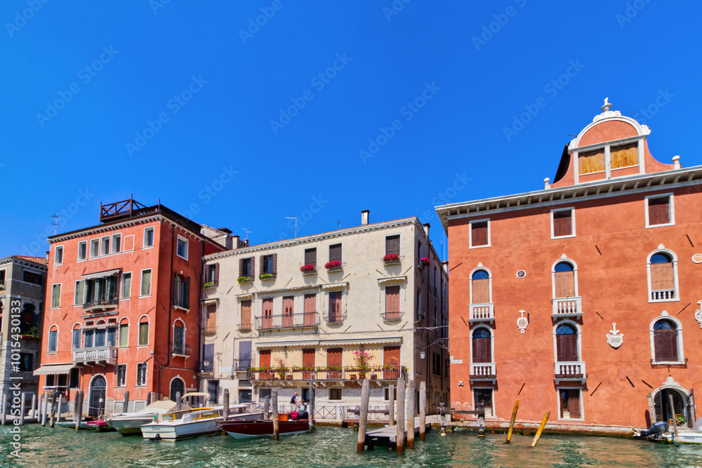 The hotels of Venice next to the canal, Venice, Italy