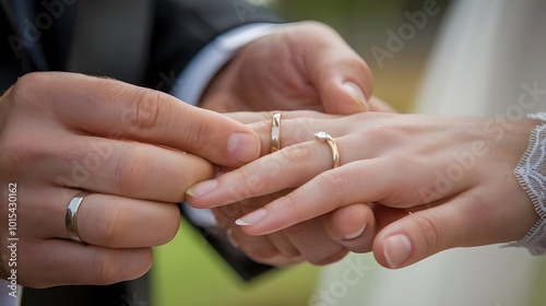 Groom Putting Wedding Ring on Bride's Finger