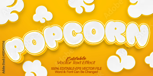 Popcorn Vector Text Effect Editable Alphabet Yellow Snack Corn Cartoon