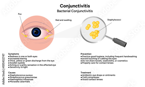 Bacterial conjunctivitis. Ophthalmology diseases conjunctiva symptoms, causes, treatment, prevention 