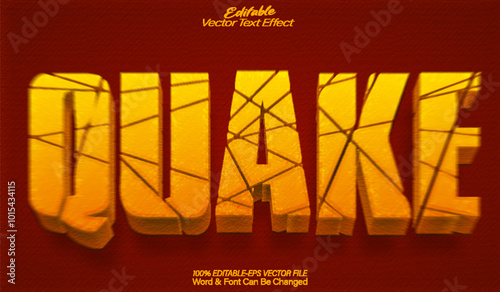 Quuake  Vector Text Effect Editable Alphabet Yellow Quake Broken Crack