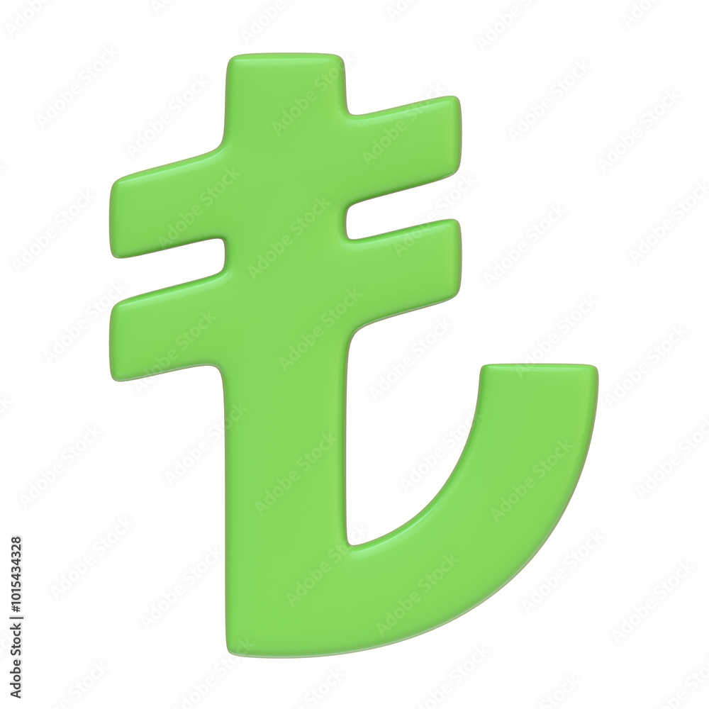 Turkish Lira currency symbol isolated on a white background, representing finance, economy, and monetary transactions. 3D icon, sign and symbol. Front view. 3D render illustration Turkish Lira currency symbol isolated on a white background, representing finance, economy, and monetary transactions. 3D icon, sign and symbol. Front view. 3D render illustration
