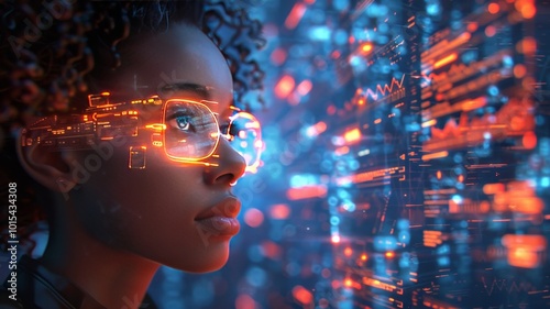 Wallpaper Mural Young Woman with Futuristic Augmented Reality Glasses Torontodigital.ca