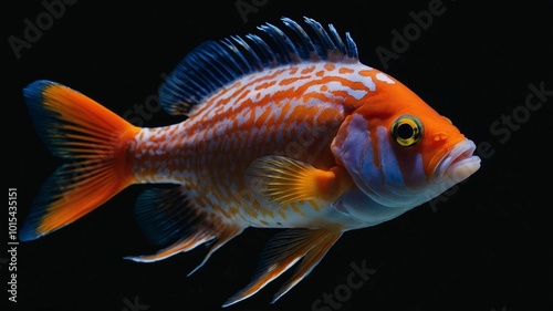 colorful fish on a black background