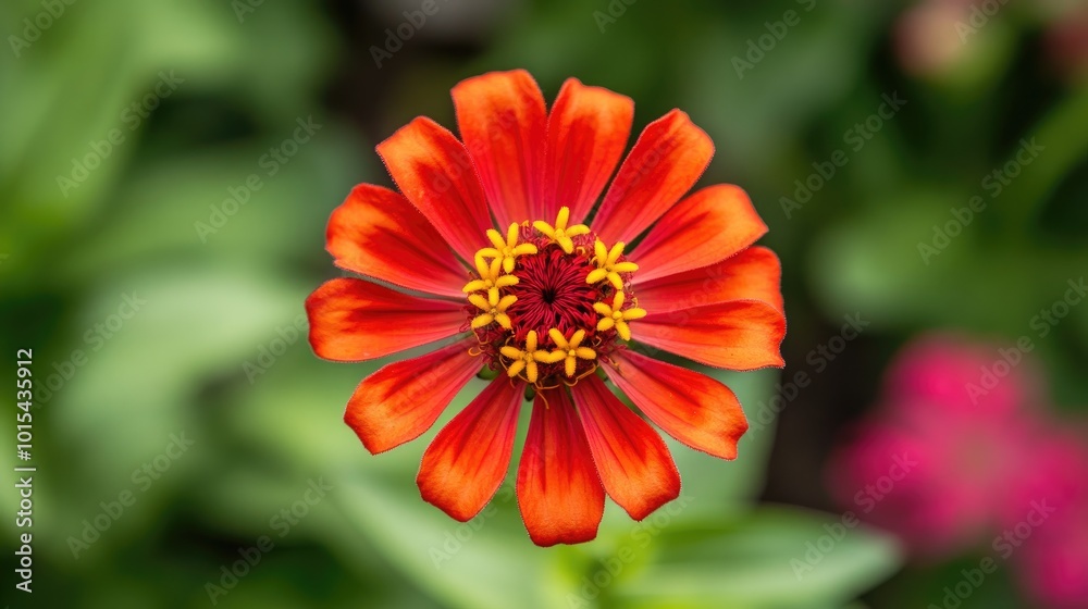 A close-up of a vibrant red zinnia flower in full bloom, with its intricate center and bright petals standing out against a blurred background - A close-up of a vibrant red zinnia flower in full bloom, with its intricate center and bright petals standing out against a blurred background -