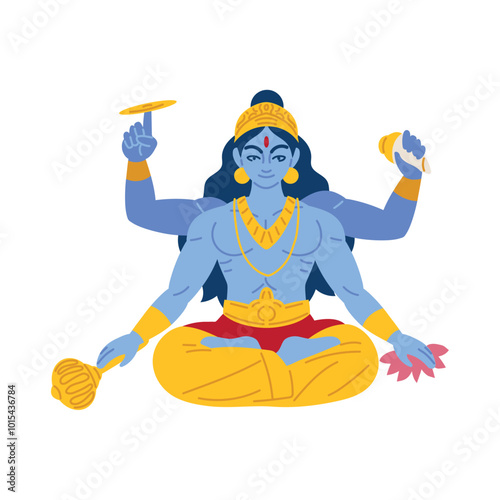 indian god vishnu in meditation