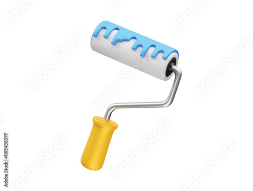 Paint roller icon 3d rendering illustration