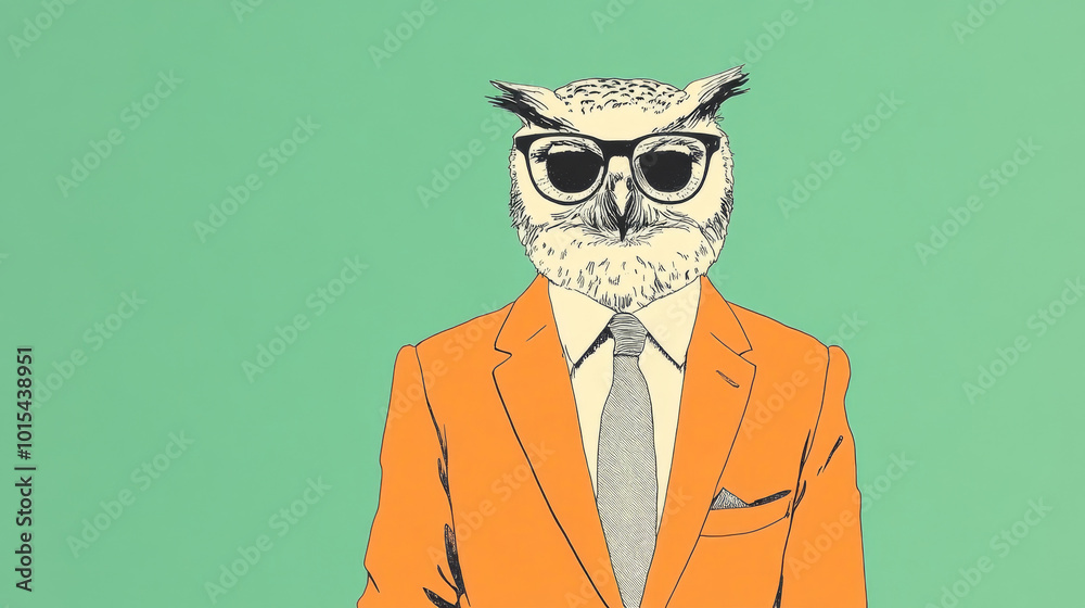 A wise owl wearing a suit and sunglasses. A wise owl wearing a suit and sunglasses.