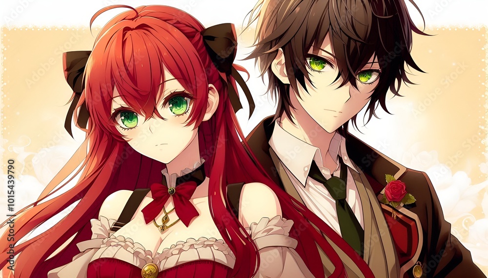 Obraz premium anime boy and girls 