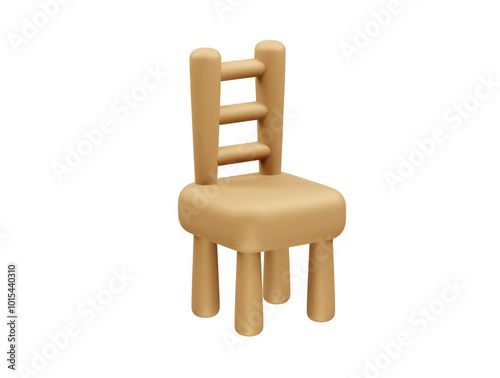 Wooden chair icon 3d render