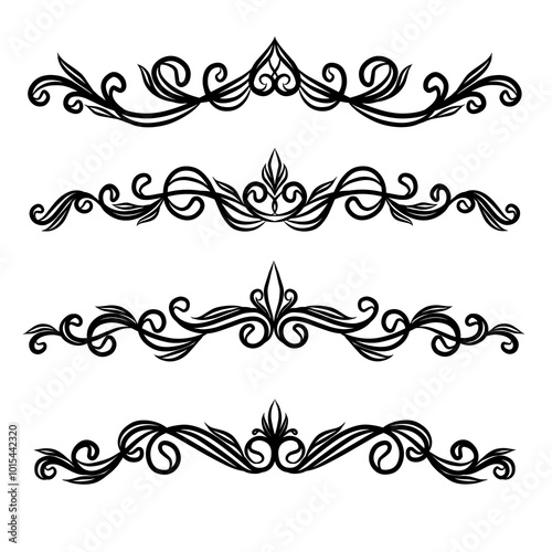 set of elements ornate for invitation and text dividers vector illustration