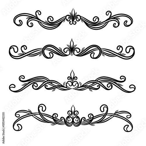 set of elements for design ornate and text divider vector illustration