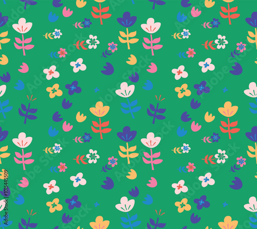 Seamless patterm with funky retro flowers.