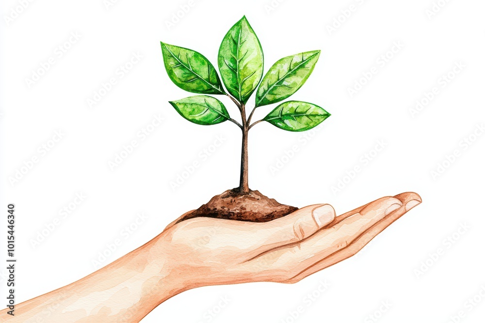 A hand holding a small green plant with vibrant leaves, symbolizing growth and environmental care. A hand holding a small green plant with vibrant leaves, symbolizing growth and environmental care.